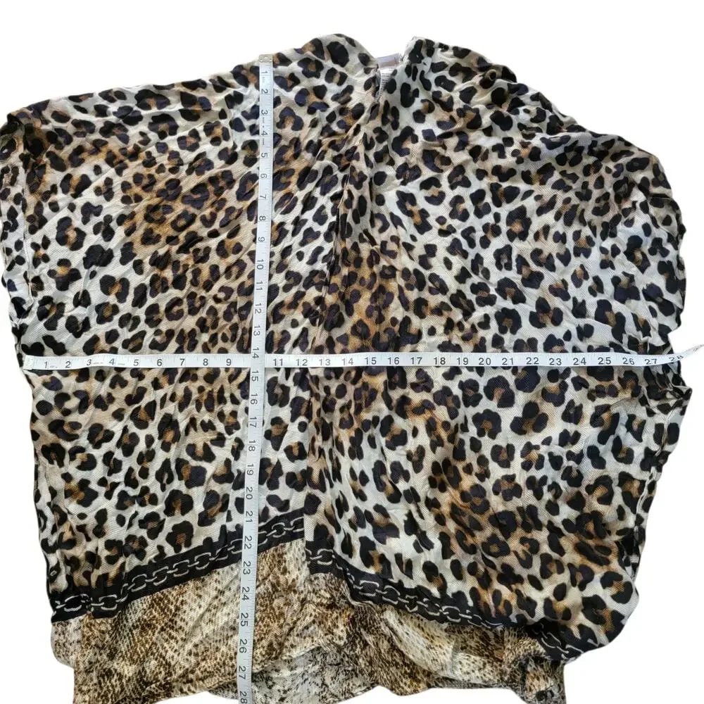 Chico’s Animal Print Leopard Fusion Ruana Wrap Kimono One Size NWT